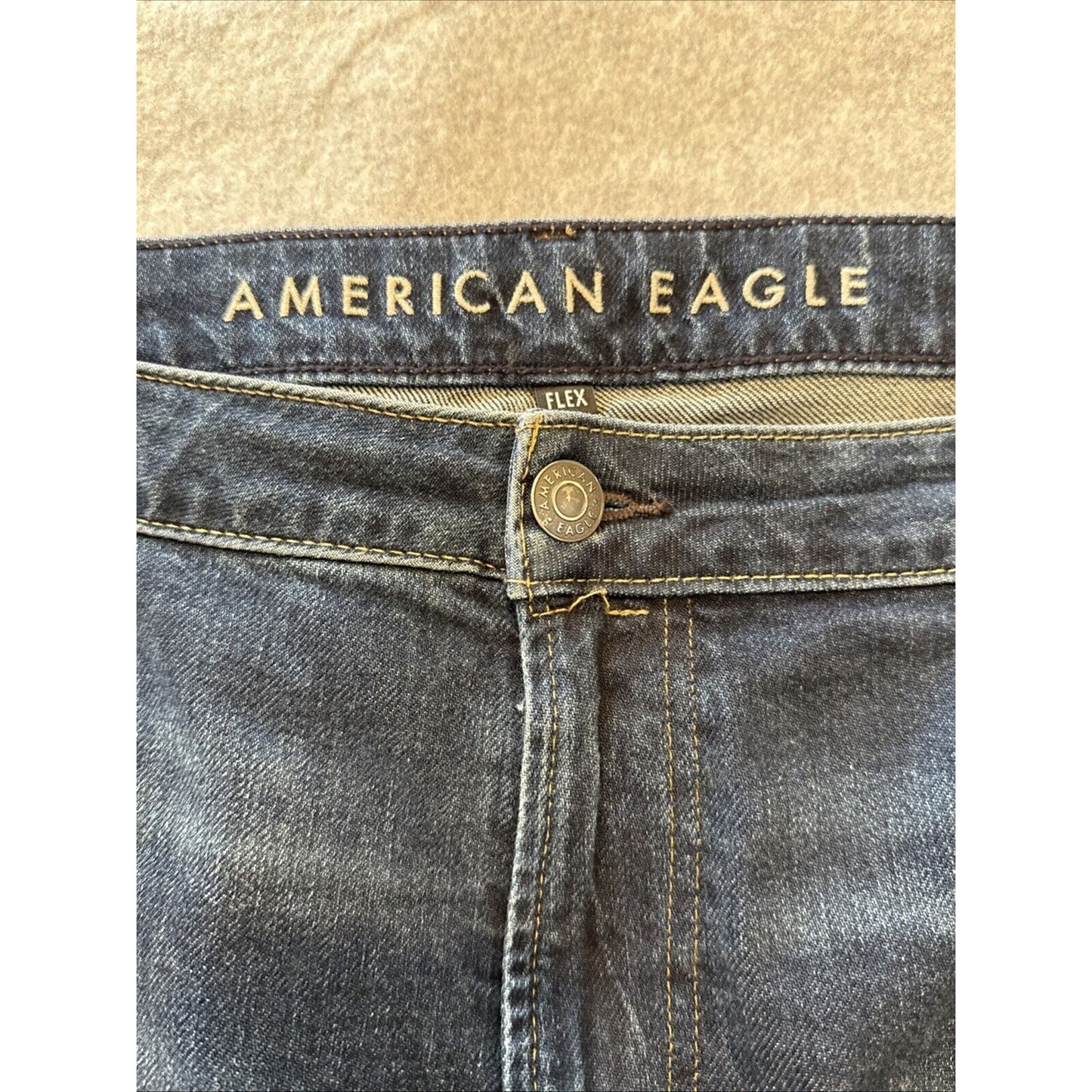 American Eagle Jeans Mens 44x32 Blue Denim Original Straight Flex 44